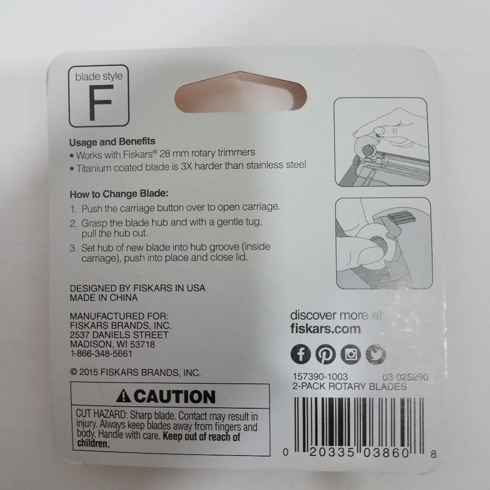 Fiskars 28mm Trimmer Blades 2 Pk New